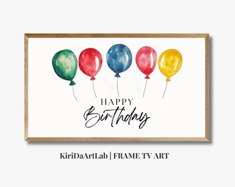 Birthday FRAME TV Art, Happy Birthday Balloons, Samsung Art TV, Digital Download for Samsung Frame, Pink Samsung Frame Tv Bday Art