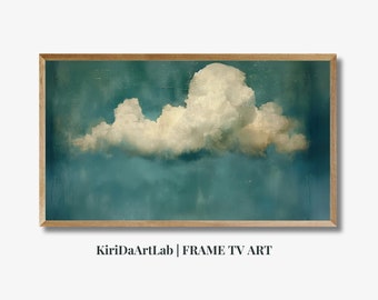 Samsung Frame Art Vintage, Southand Art Vintage Moody Clouds, TV Art Cloudy Sky enmarcado grande, arte minimalista, descarga digital