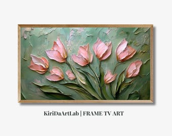 Spring Frame Tv Art Instant Download, Floral Textured Art for TV Digital Download, Colorful Flowers for Spring Tulip Easter Art for Frame Tv