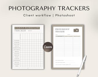 Photography trackers, checklist for photographers, shoot list, client workflow, canva template, photo shoot tracker, edit list