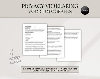Editable Privacy Policy Template for Photographers, Canva Template, Business Photography Website Template, Dutch