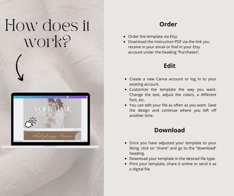 Business cards for photographers. Professional Etsy template for photography business cards.