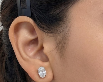1CT - 2CT Oval Lab Grown Diamond Studs Earring 14K Gold - Pushback - Oval Studs for Her