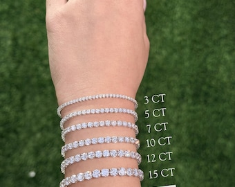 14k Gold Diamond Tennis Bracelet: 1-7 ct, Round Cut - Etsy 日本
