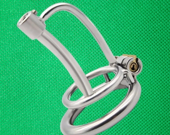 Stainless Steel Chastity Device for Men With 3 Size Catheter/Chastity Belt Penis Ring