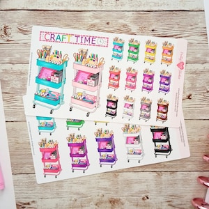 Craft Cart Sticker Sheets, Mini Craft Cart Stickers, Crafty Planner Stickers, Craft Cart Sticker Set, Bullet Journaling, Happy Planner