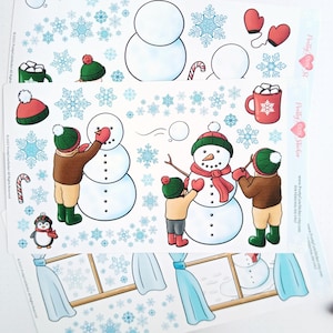 Snowman Themed Bullet Journaling Sticker Set Cozy Winter Aesthetic Deco Sheet Cute Seasonal Art Scrapbook Supply Winter Scene For Planners