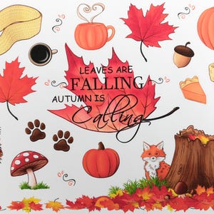 Fall Sticker Set Cozy Autumn Themed Planner Sticker Sheets Cute Fall Leaves Bujo Sticker Fox Journal Sticker Cottagecore Nature Aesthetic image 5