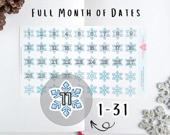 Pegatina de planificador de invierno con diseño de copo de nieve, Bullet Journal, fecha, portada, numeración, icono de seguimiento de puntos, papel mate azul escarchado, accesorio de planificación diaria