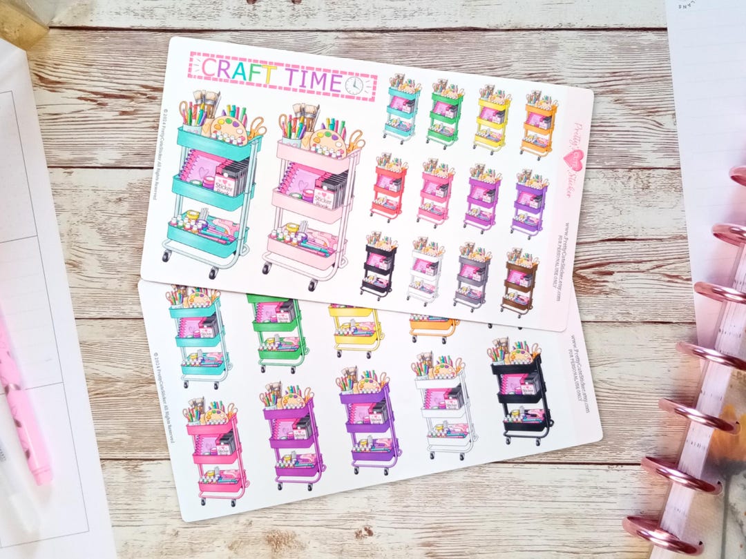 Craft Cart Sticker Sheets, Mini Craft Cart Stickers, Crafty Planner ...