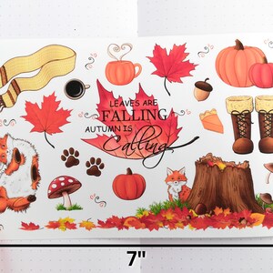 Fall Sticker Set Cozy Autumn Themed Planner Sticker Sheets Cute Fall Leaves Bujo Sticker Fox Journal Sticker Cottagecore Nature Aesthetic image 8