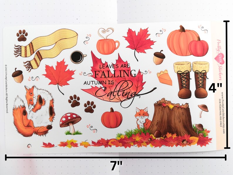 Fall Sticker Set Cozy Autumn Themed Planner Sticker Sheets Cute Fall Leaves Bujo Sticker Fox Journal Sticker Cottagecore Nature Aesthetic image 8