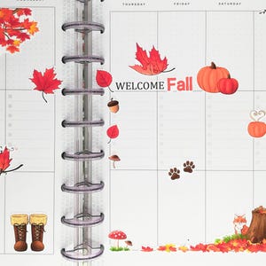 Fall Sticker Set Cozy Autumn Themed Planner Sticker Sheets Cute Fall Leaves Bujo Sticker Fox Journal Sticker Cottagecore Nature Aesthetic image 7