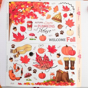 Fall Sticker Set Cozy Autumn Themed Planner Sticker Sheets Cute Fall Leaves Bujo Sticker Fox Journal Sticker Cottagecore Nature Aesthetic image 2