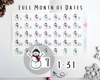 Pegatina de cubierta con fecha de muñeco de nieve, etiqueta de número de planificador, marcador de calendario de invierno, cuenta regresiva mate, diseño semanal, accesorio de redacción, diseño de decoración