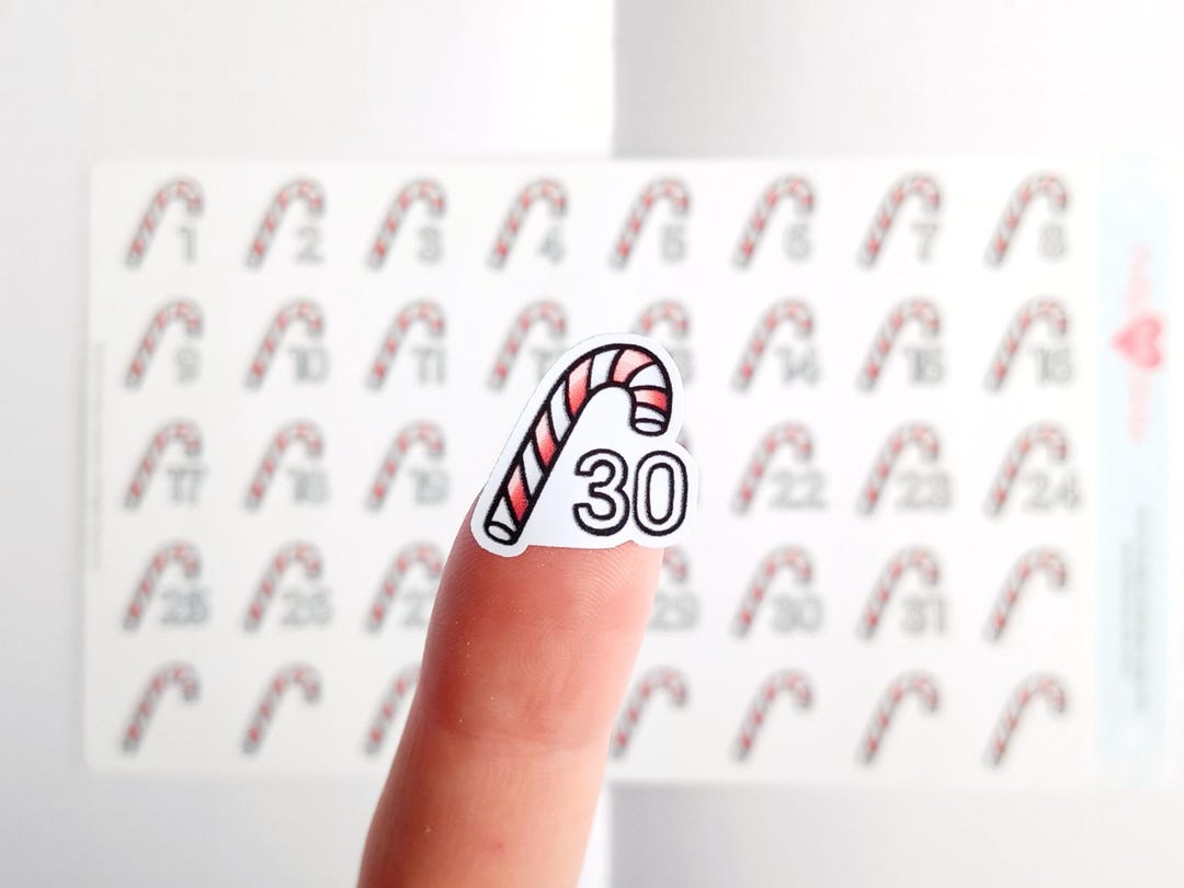 Candy Cane Weekly Date Cover Planner Stickers Winter Themed Date ...