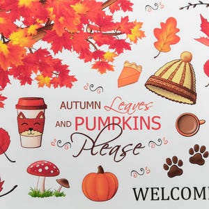 Fall Sticker Set Cozy Autumn Themed Planner Sticker Sheets Cute Fall Leaves Bujo Sticker Fox Journal Sticker Cottagecore Nature Aesthetic image 4