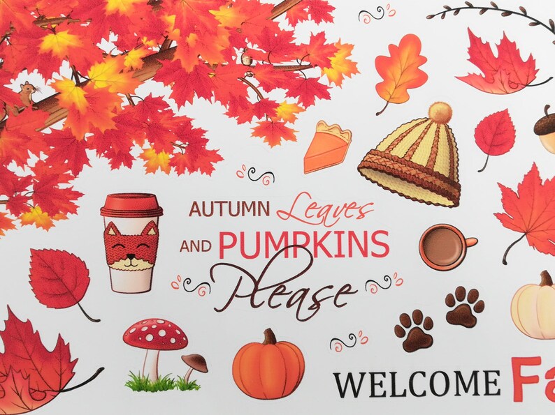 Fall Sticker Set Cozy Autumn Themed Planner Sticker Sheets Cute Fall Leaves Bujo Sticker Fox Journal Sticker Cottagecore Nature Aesthetic image 4
