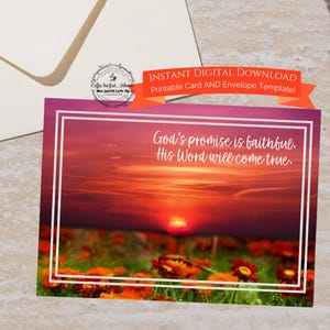 Cartão de simpatia das Testemunhas de Jeová A promessa de Deus é fiel ~ Cartão e envelope para impressão para download instantâneo Testemunhas de Jeová