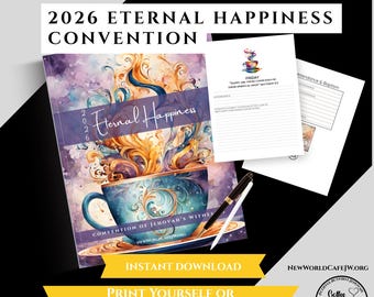 2026 JW Convention Notebook “Eternal Happiness” | Jehovah’s Witnesses Notebook with Program Links, Reflection & Application Pages