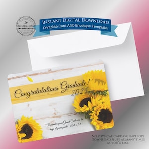 JW Congratulazioni Laurea 2025 - Per le sorelle - Scheda stampabile 5x7 con modello di busta stampabile 5x7 - Download digitale