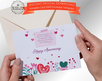 JW Anniversary Card – Red & Pink Hearts Printable (Digital Download)