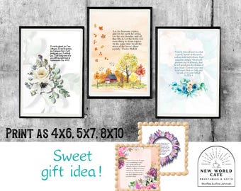 Stampe artistiche da parete con le Scritture JW - Decorazioni floreali cristiane (download digitale)