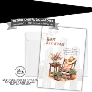 JW Country Western Happy Anniversary Card  -Digital Download Printable