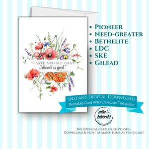 For Pioneers-Need Greaters-Bethelites-LDC (floral) Printable Card & envelope template - Digital download