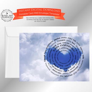 Carte de joyeux anniversaire JW - coeur dans les nuages - carte imprimable téléchargement numérique 5 x 7 et modèle d'enveloppe pour les Témoins de Jéhovah