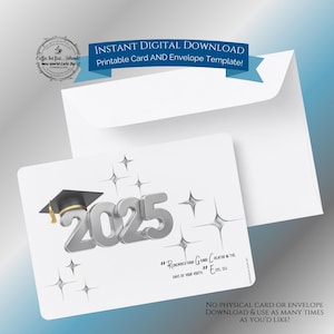 JW Congratulazioni Laureato 2025 - Per fratelli o sorelle - Scheda stampabile 5x7 con modello di busta stampabile 5x7 - Download digitale