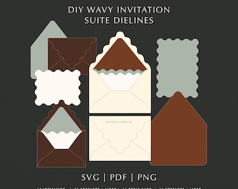 Wavy Dielines - Full Invitation Set! SVG | PDF | PNG