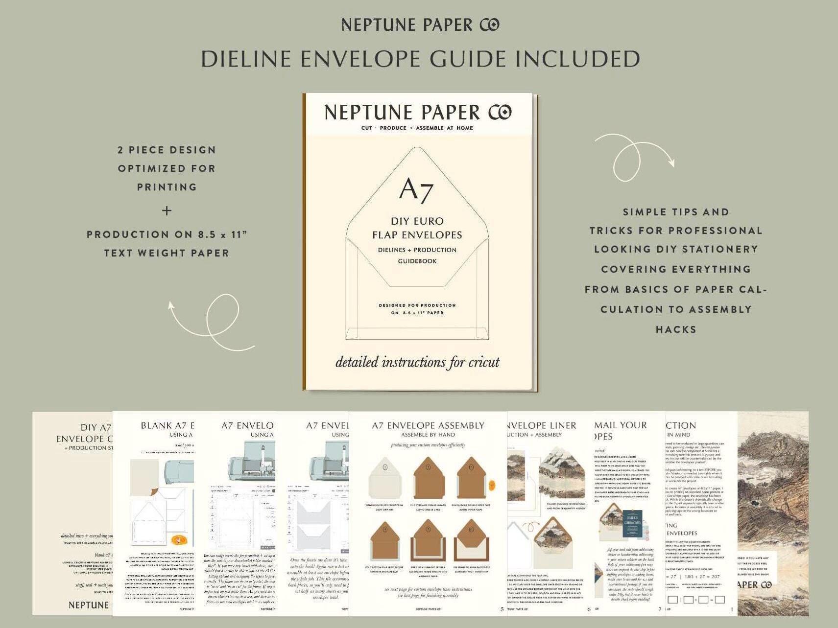 A7 Euro Flap Envelope Dieline for Cricut - Etsy