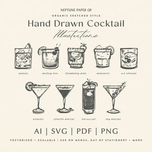 Illustrazioni di cocktail disegnate a mano