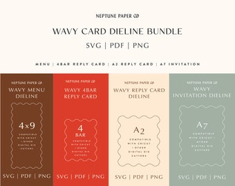 Wavy Dieline - 4 Card Bundle - SVG | PDF | PNG