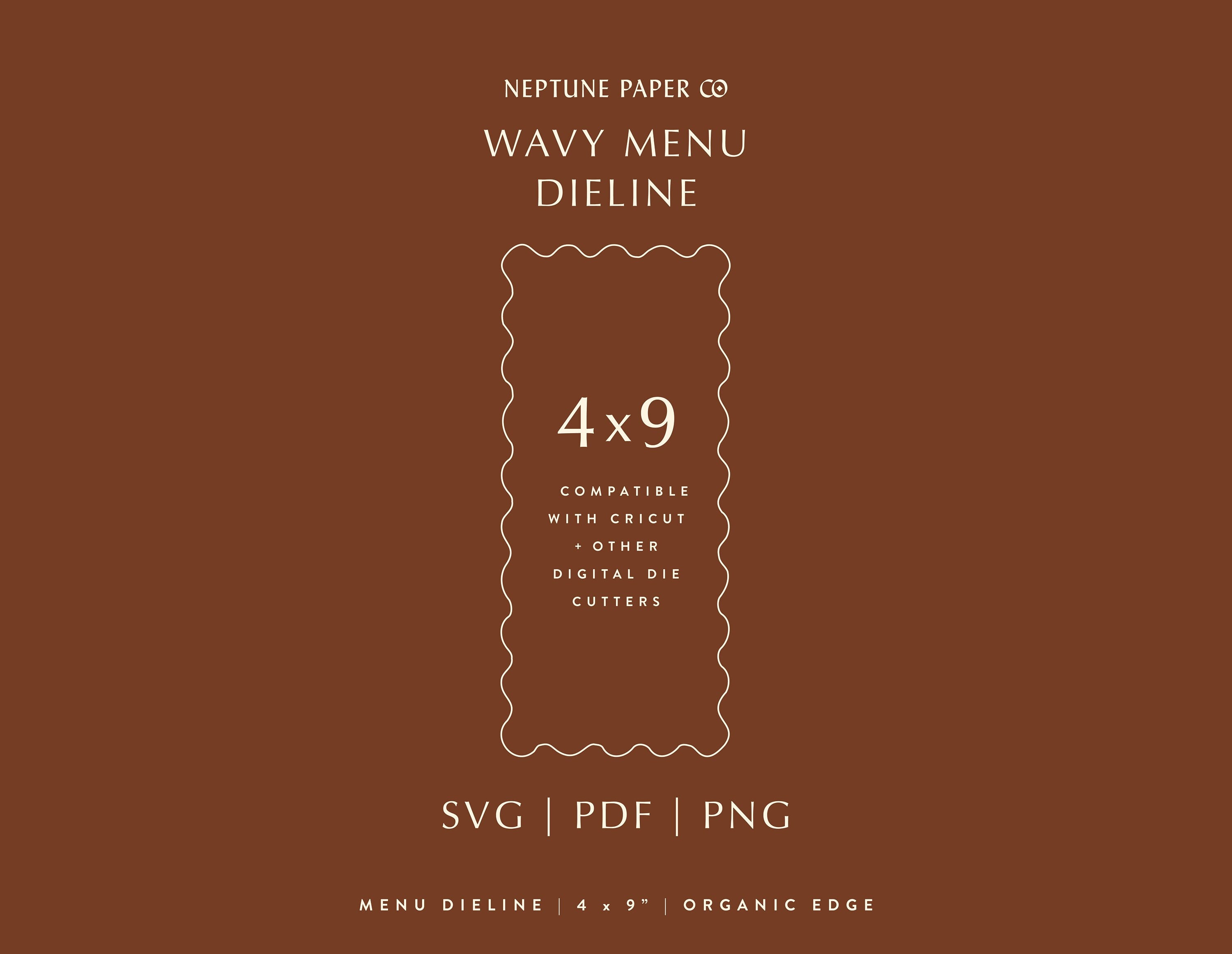 Wavy Dieline - 4x9" Menu Card - SVG | PDF | PNG