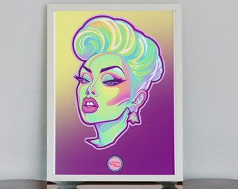 Ilustración drag queen / mujer. Arte LGTBIQ+, gay, lesbianas, trans para regalar o decorar. Visita nuestra tienda queer.