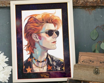Ilustración / Póster de David Bowie - Ziggy Stardust. Arte para Regalar - Decoración de Cultura Pop.