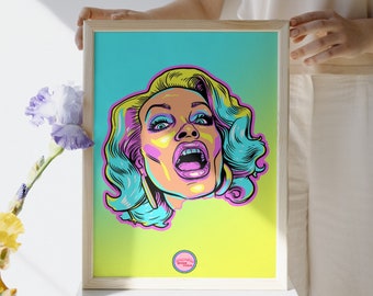 Ilustración drag queen / mujer. Arte LGTBIQ+, gay, lesbianas, trans para regalar o decorar. Visita nuestra tienda queer.