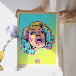 Ilustração drag queen / mulher. Pôster e arte gay, LGBT, lésbicas, trans para presentear ou decorar. Visite nossa loja queer.
