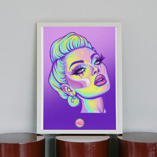 Illustration drag queen / femme. Affiche et art gay, LGBT, lesbiennes, trans à offrir ou à décorer. Visitez notre magasin queer.