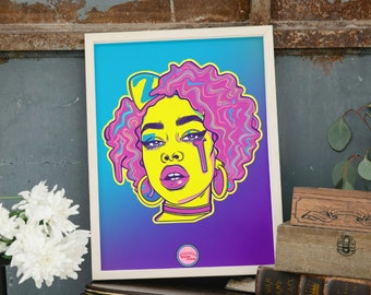 Ilustración de drag queen / mujer. Póster y arte gay, LGTBIQ+, lesbianas, trans para regalar o decorar. Visita nuestra tienda queer.