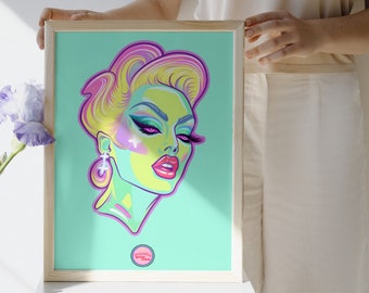 Ilustración drag queen / mujer. Póster y arte gay, LGTBIQ+, lesbianas, trans para regalar o decorar. Visita nuestra tienda queer.