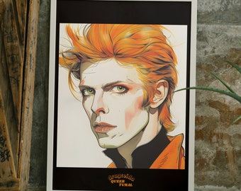 Ilustración / Póster de David Bowie - Ziggy Stardust. Arte para Regalar - Decoración de Cultura Pop.
