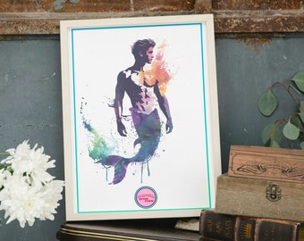 Ilustración de Tritón / Sireno. Póster y arte gay, LGTBIQ+ para regalar o decorar. Visita nuestra tienda queer.