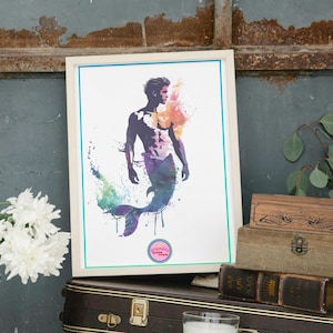 Illustration of Triton / Merman. Gay, LGBT poster and art, to give as a gift or decorate. Visit our queer shop.