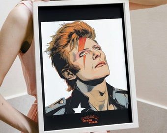 Ilustración / Póster de David Bowie - Ziggy Stardust. Arte para Regalar - Decoración de Cultura Pop.