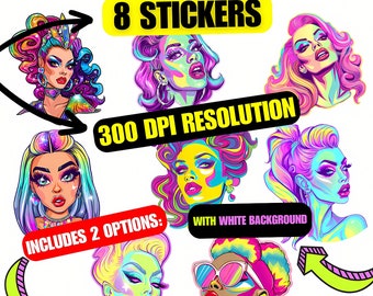 Stickers / Ilustraciones de drag queens y mujeres. Regalos LGTBIQ+ en nuestra tienda de cultura queer.