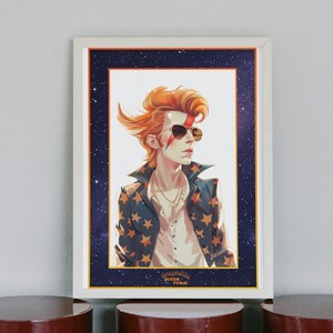 David Bowie Illustration / Poster - Ziggy Stardust. Art for Gifting - Pop Culture Decoration.