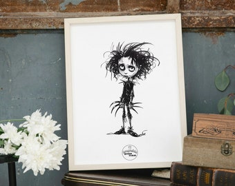 Ilustración / Póster de Eduardo Manostijeras (Johnny Depp)- Regala arte para Fanáticos del Cine de Tim Burton.